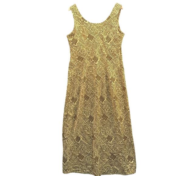 Vintage 80s Miss Dorby Tribal Sleeveless Maxi Dress - 16 - Picture 2 of 8